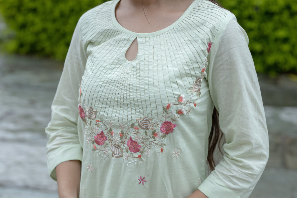 Mint Green Designer Embroidered Suit Set
