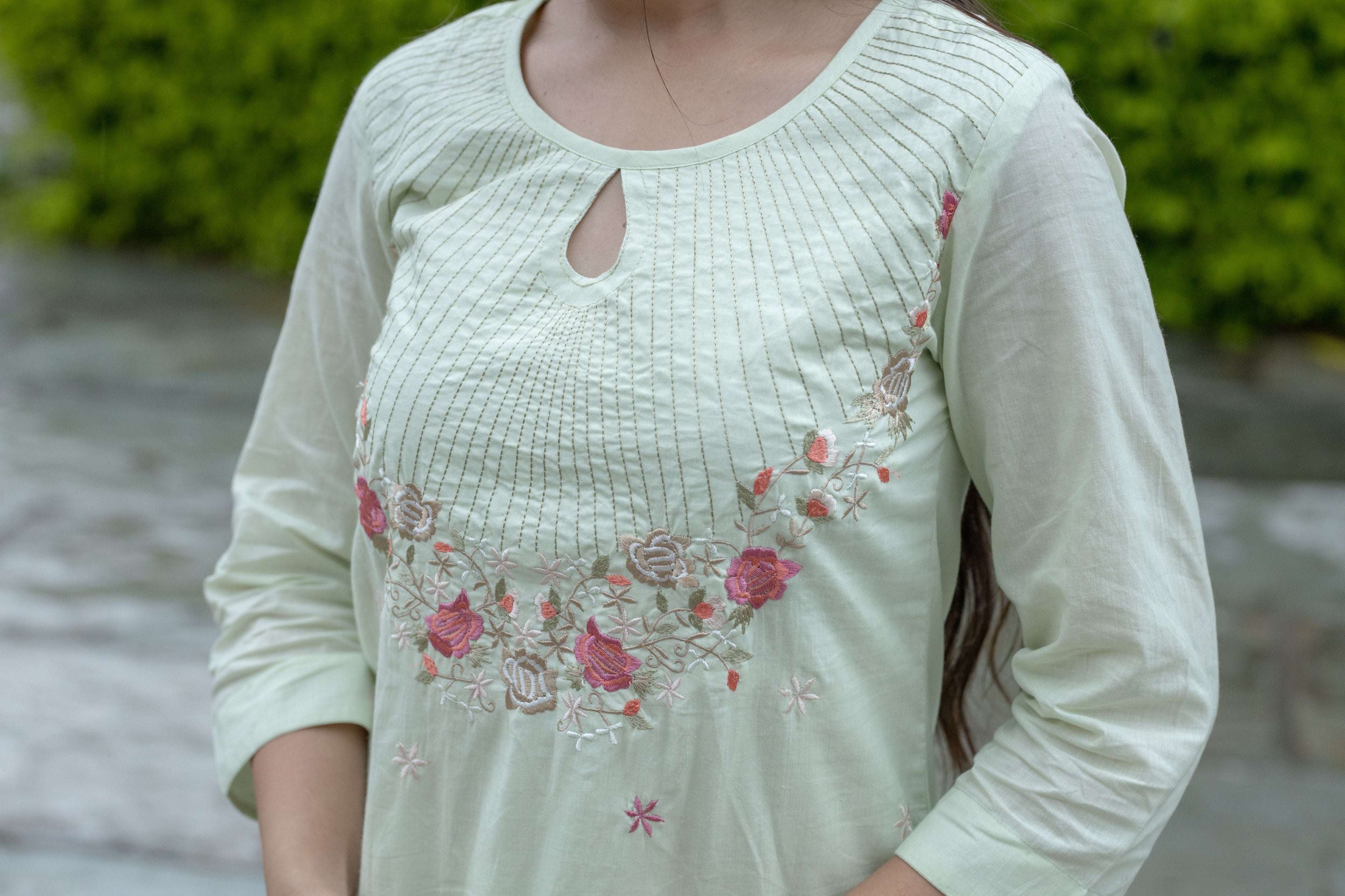 Mint Green Designer Embroidered Suit Set