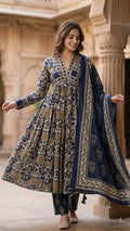 Blue Alia Cotton Suit Set