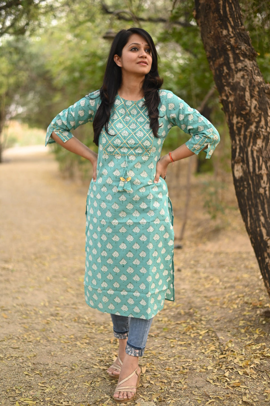 Sky cotton kurti