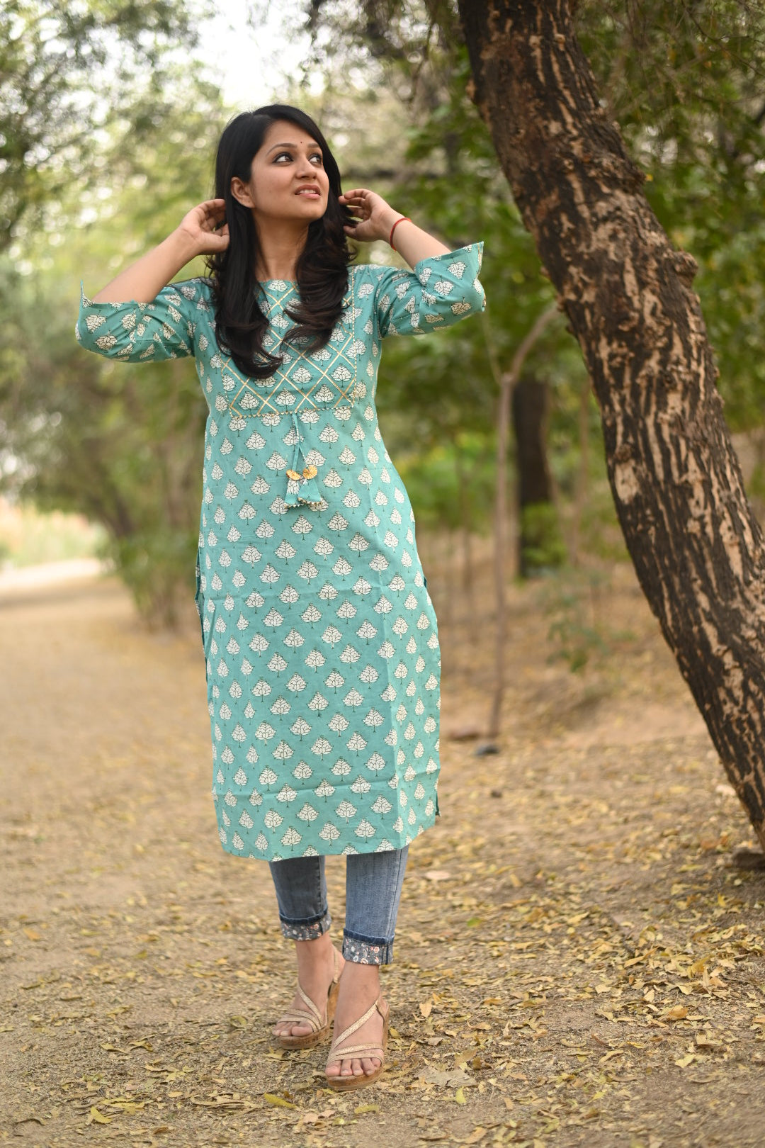 Sky cotton kurti