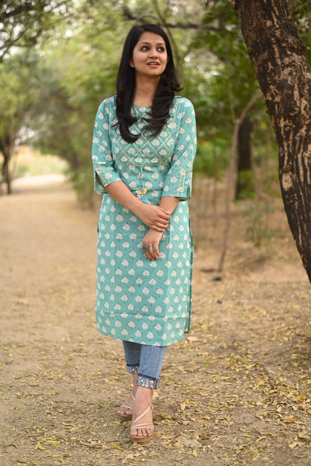 Sky cotton kurti