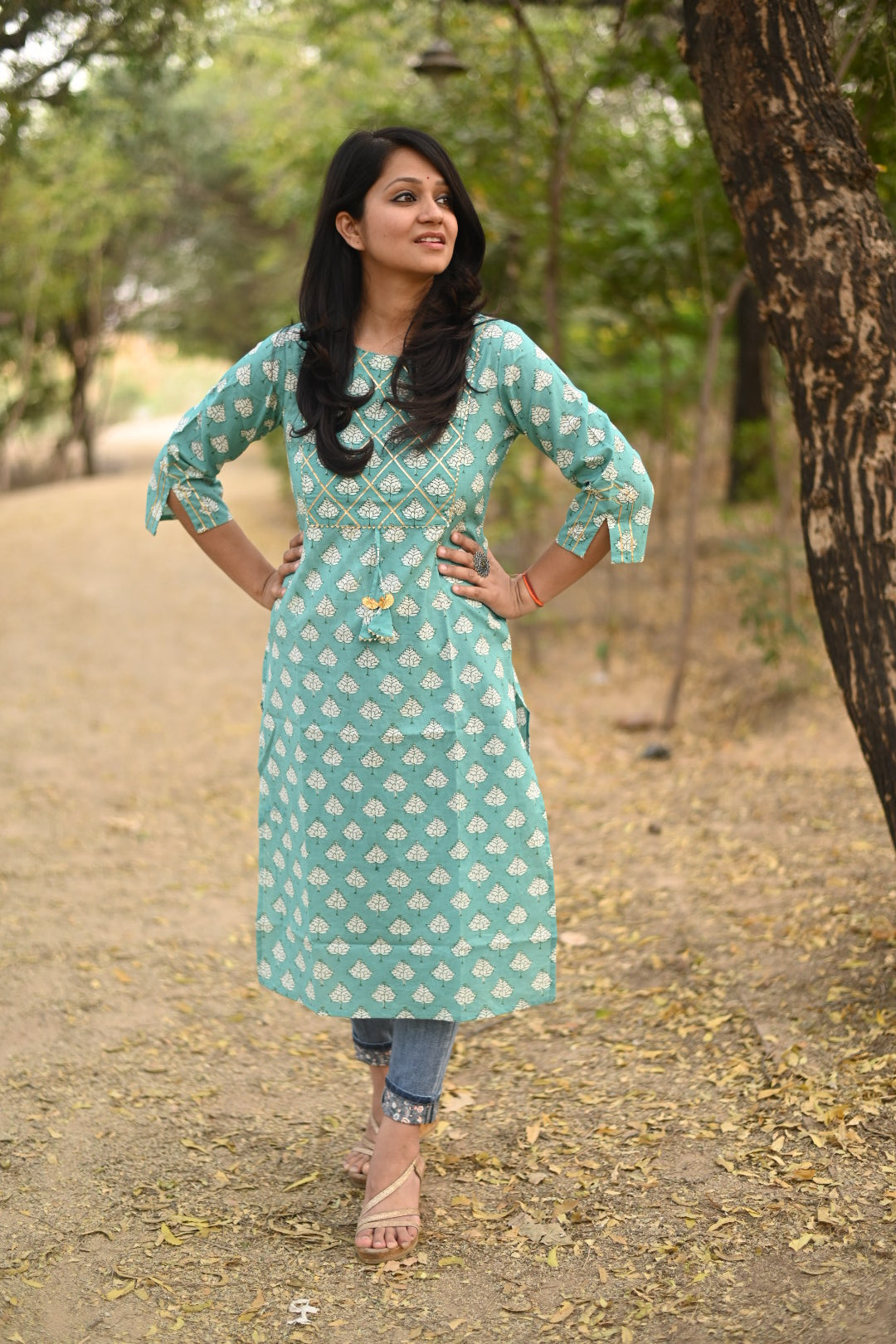 Sky cotton kurti