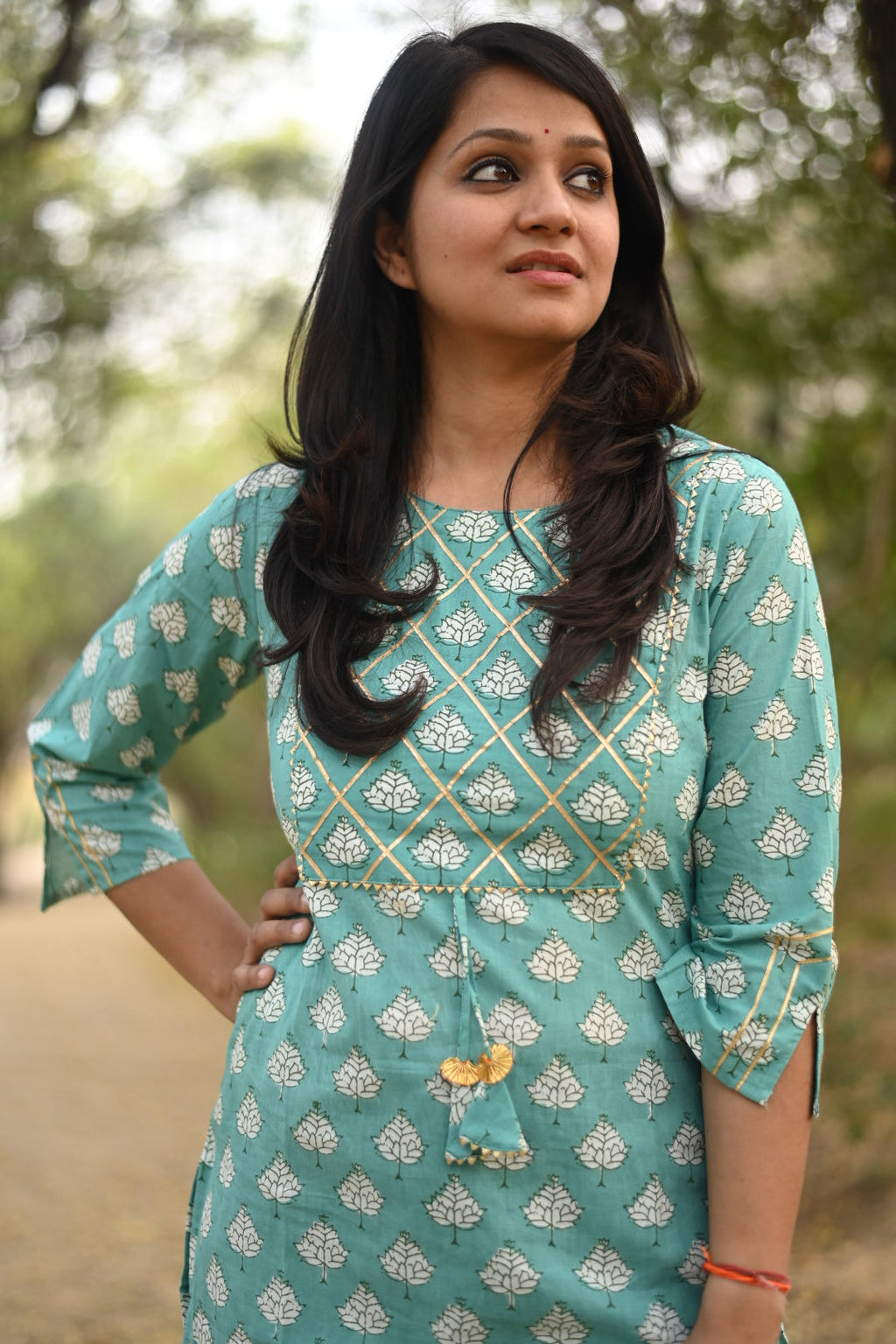 Sky cotton kurti