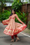 Handblock Printed Cotton Anarkali Suit Set