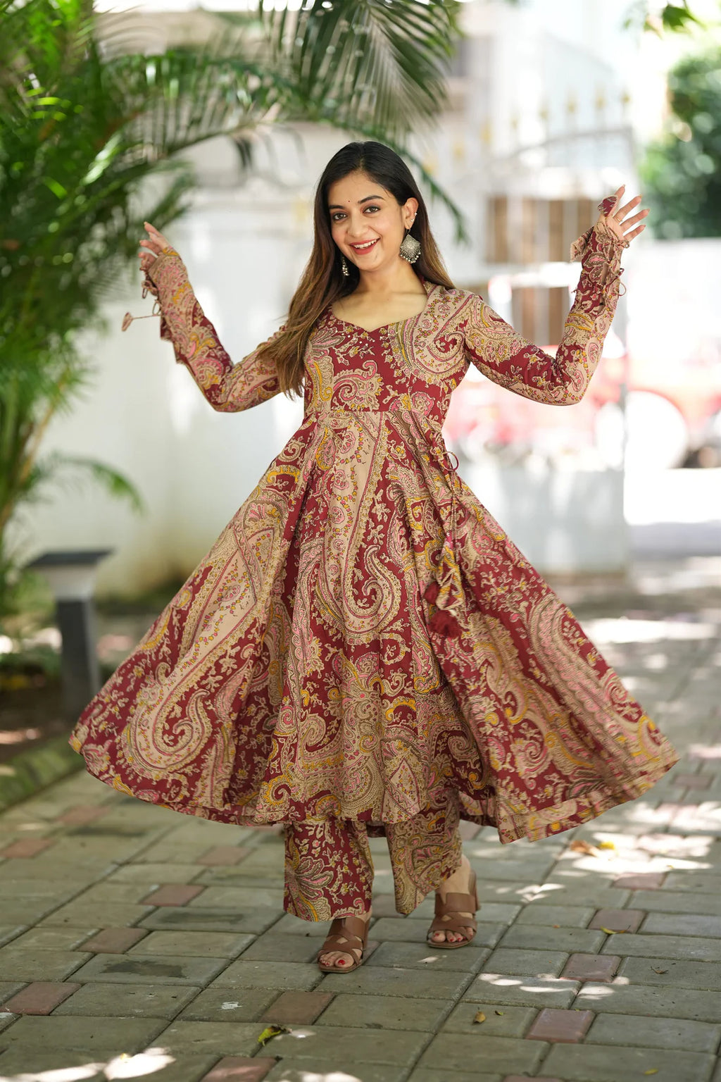 Kalamkali Printed Cotton Anarkali Suit Set