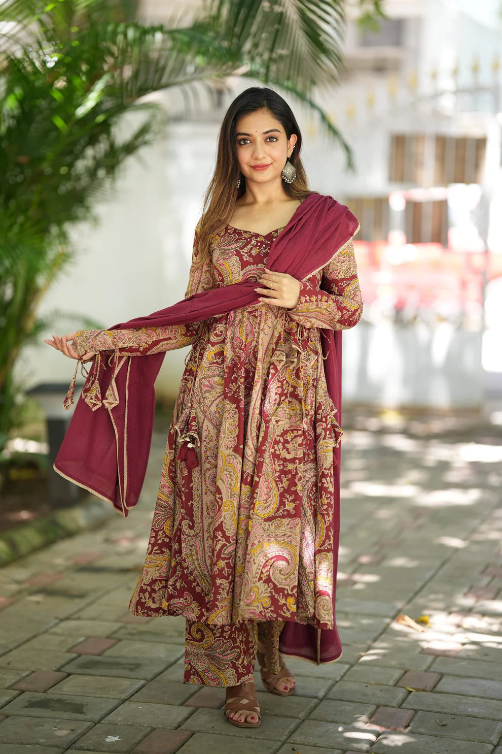 Kalamkali Printed Cotton Anarkali Suit Set