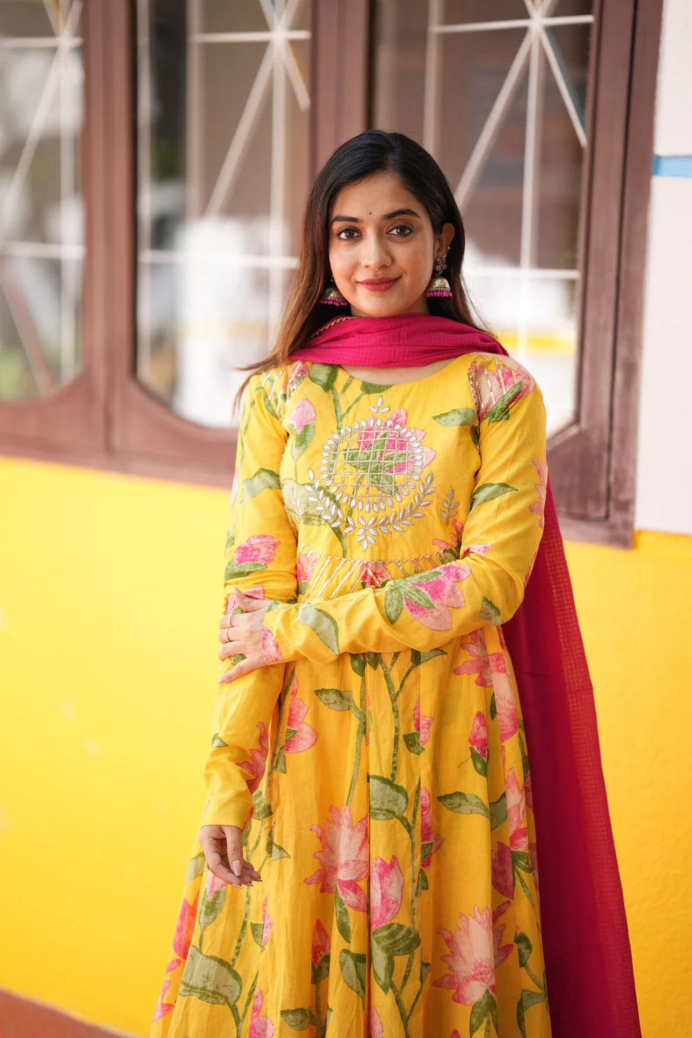 Shara Yellow Anarkali Suit Set