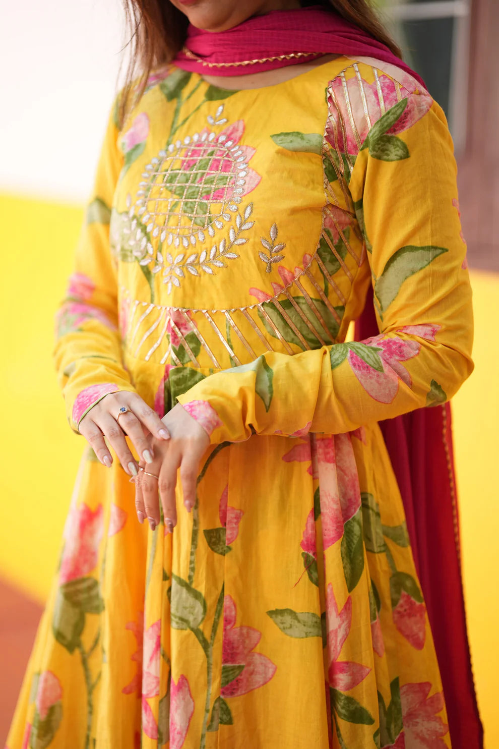 Shara Yellow Anarkali Suit Set