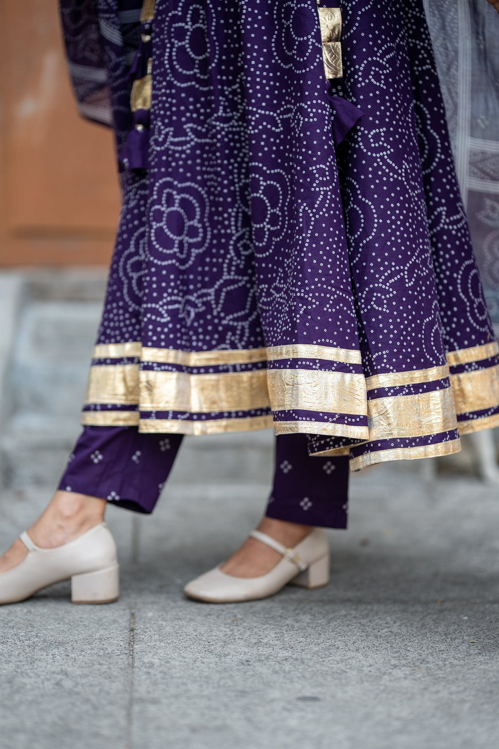Gulbandh Bandhani Anarkali Suit Set