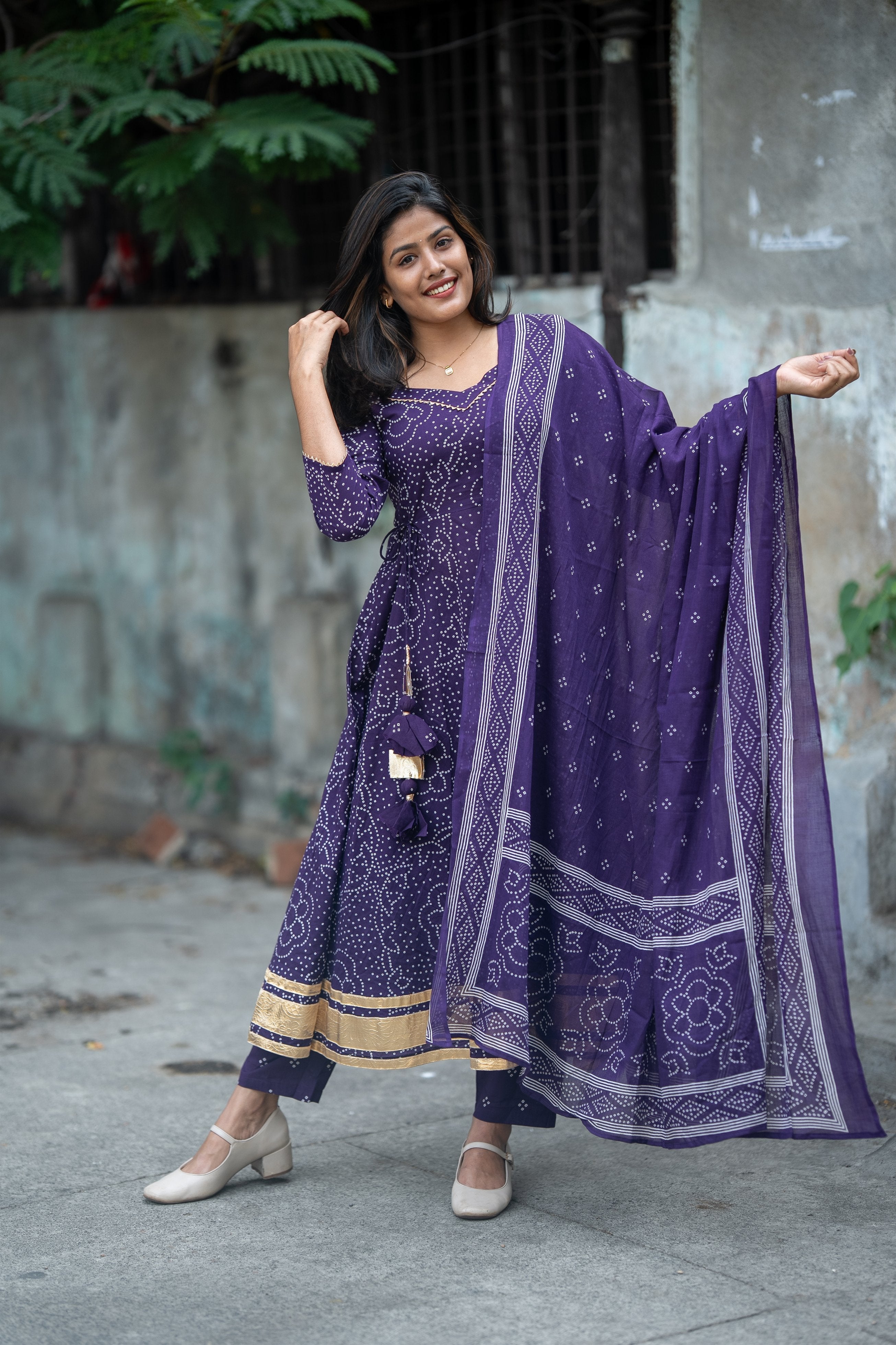Gulbandh Bandhani Anarkali Suit Set
