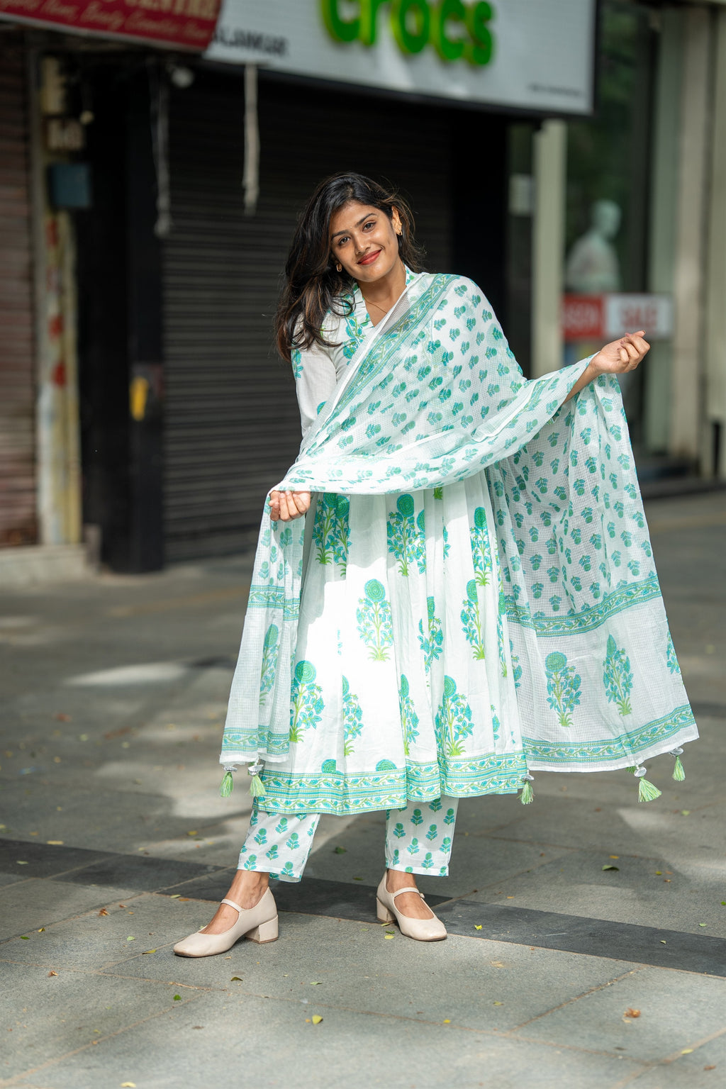 Nargis Mint Anarkali Suit Set