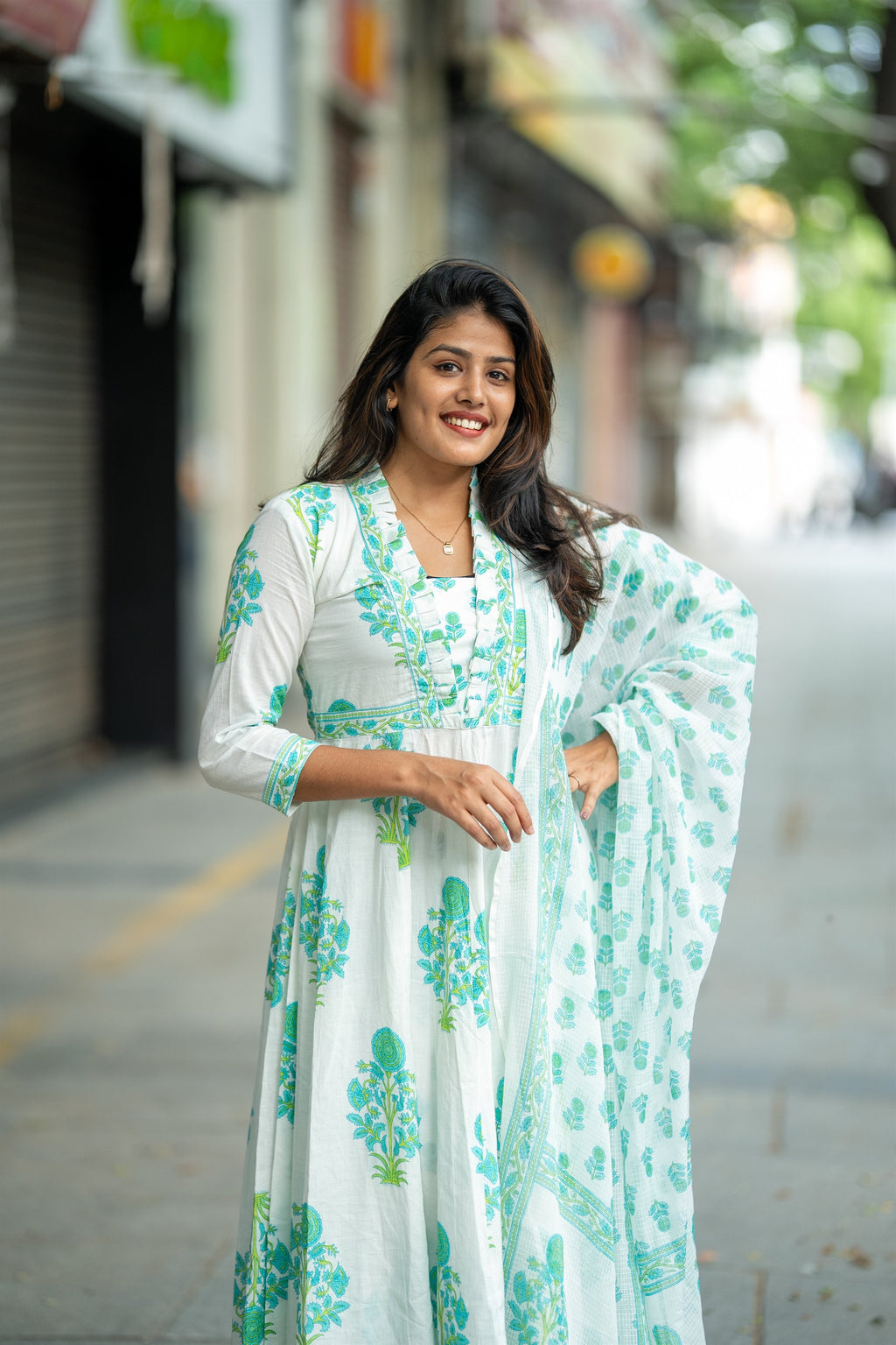 Nargis Mint Anarkali Suit Set