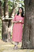Pink Zig Zag Cotton Kurti