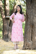 Gulvi Pink Cotton Kurti