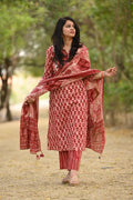 Red Bagru Suit Set