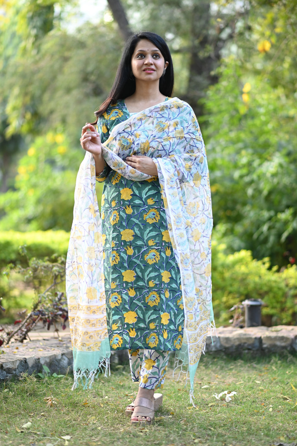 Harini Hand Block Cotton Suit Set