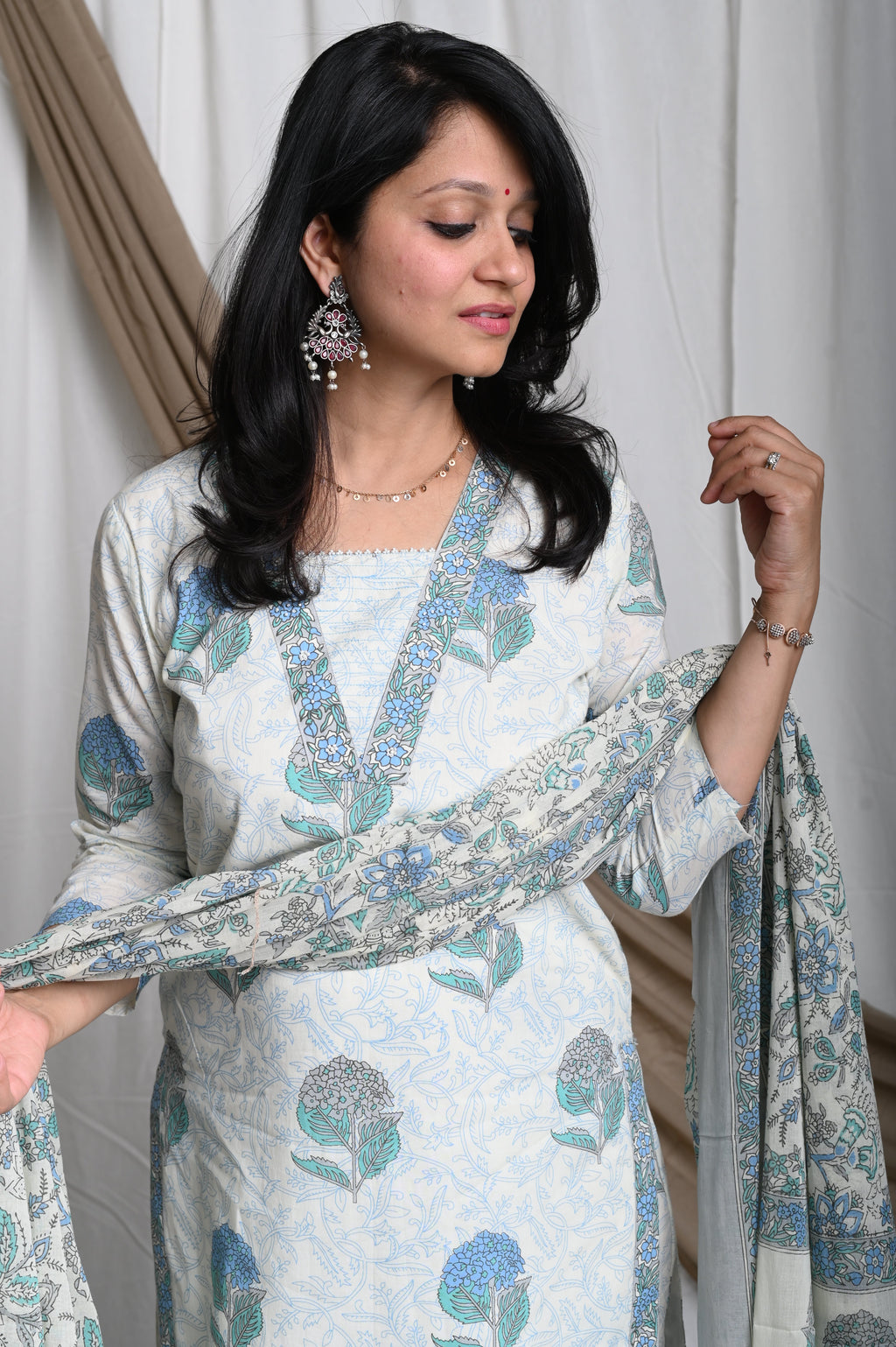 Shweta Handblock Cotton Suit Set