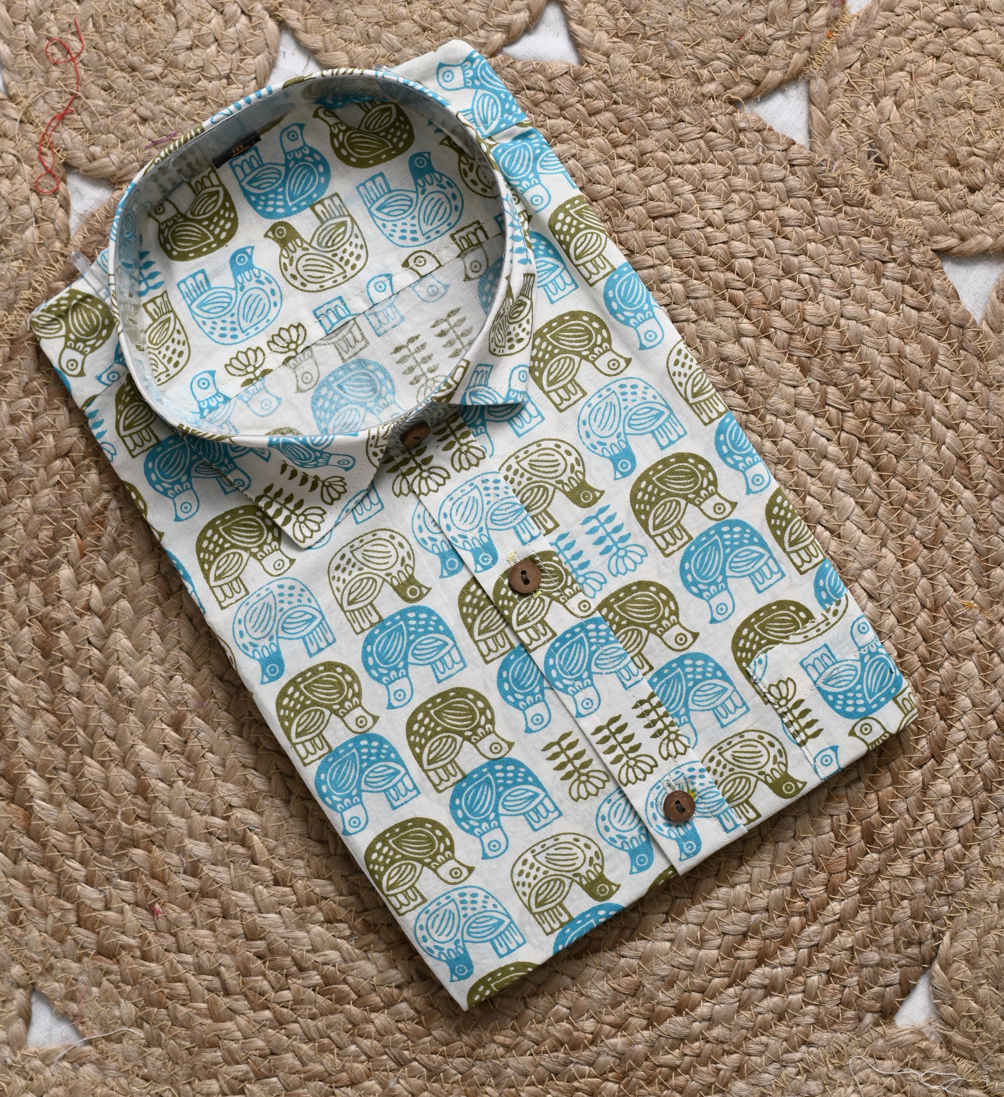 Motif Print Cotton Shirt