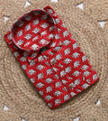 Elephant Print Red Cotton Shirt