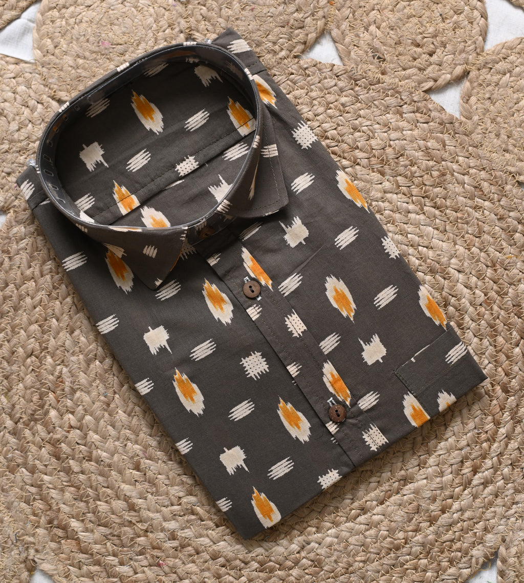 Abstract Print Cotton Shirt