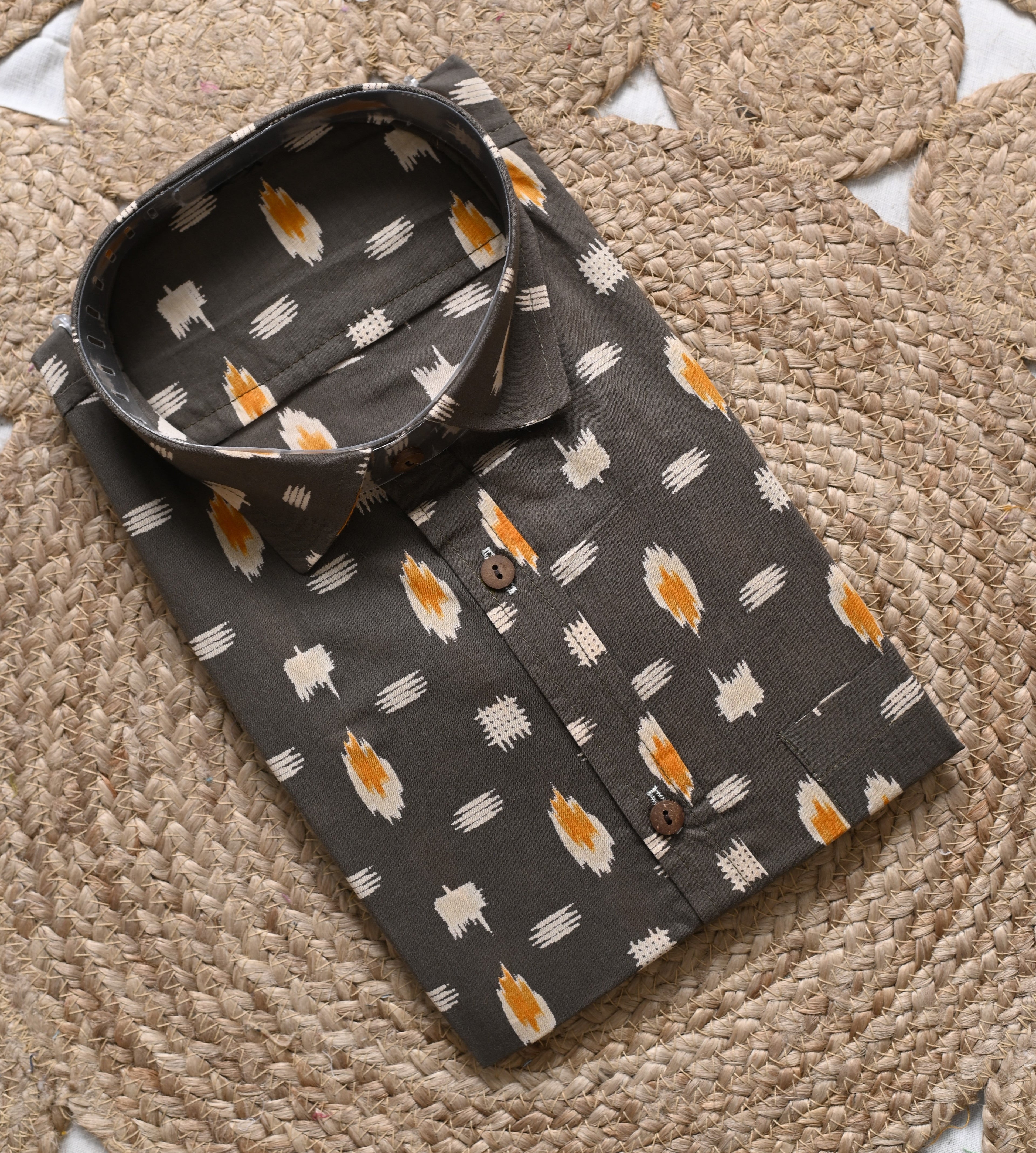 Abstract Print Cotton Shirt