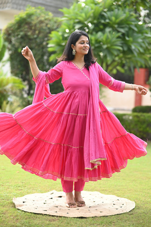 Banno Anarkali Cotton Suit Set