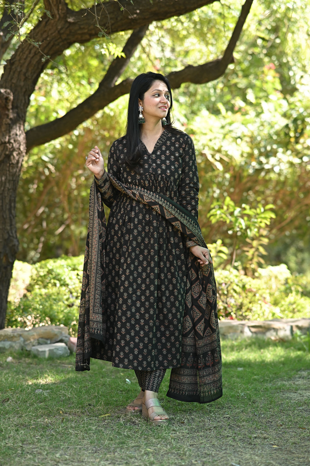 Black  Alia Cotton Suit Set