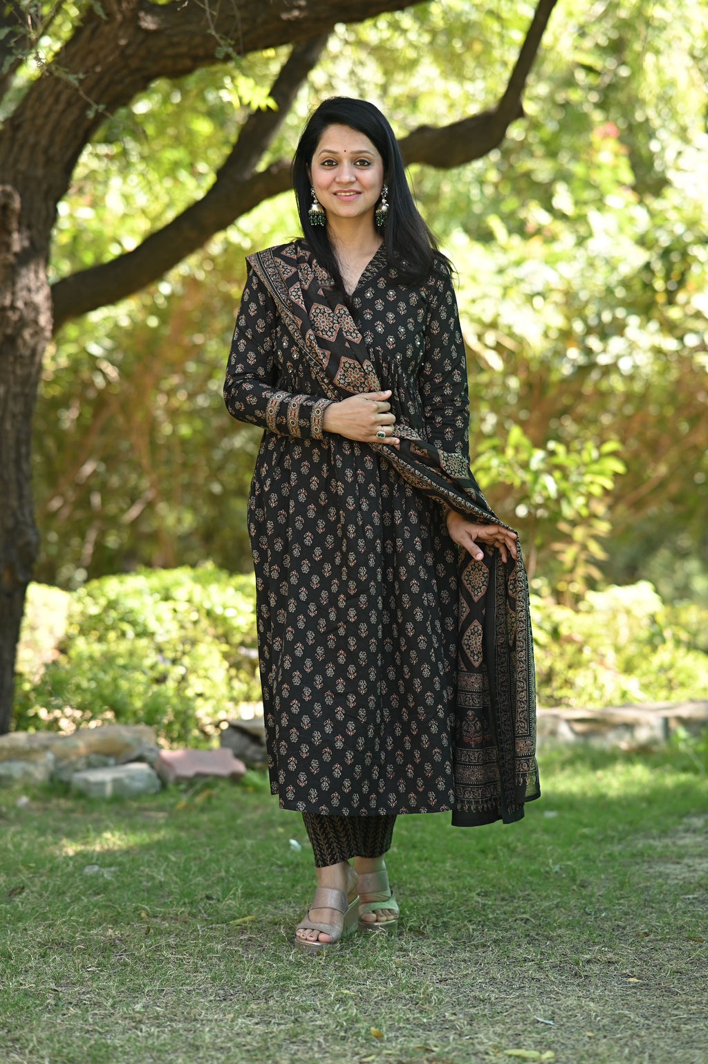 Black  Alia Cotton Suit Set