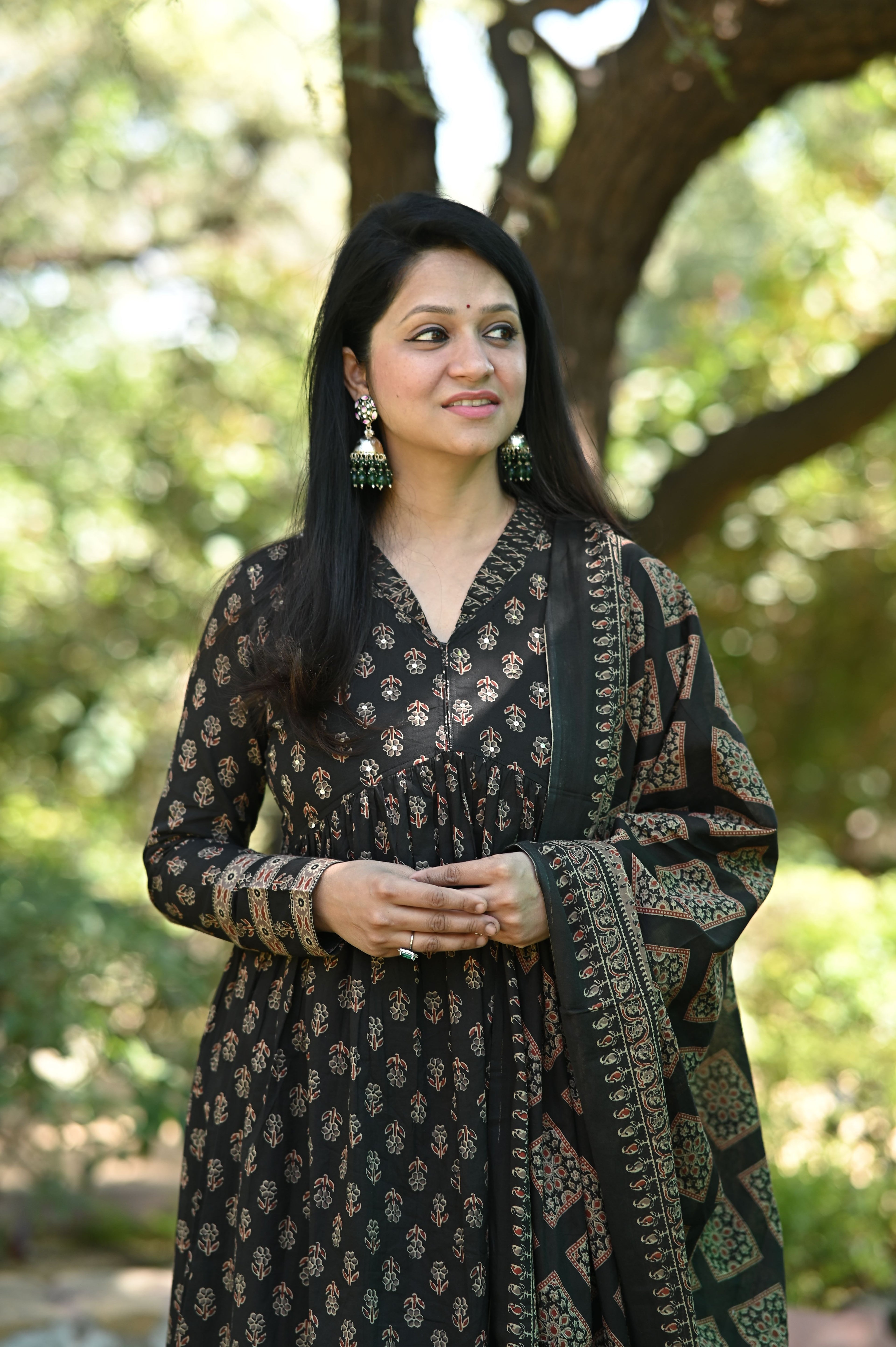 Black  Alia Cotton Suit Set