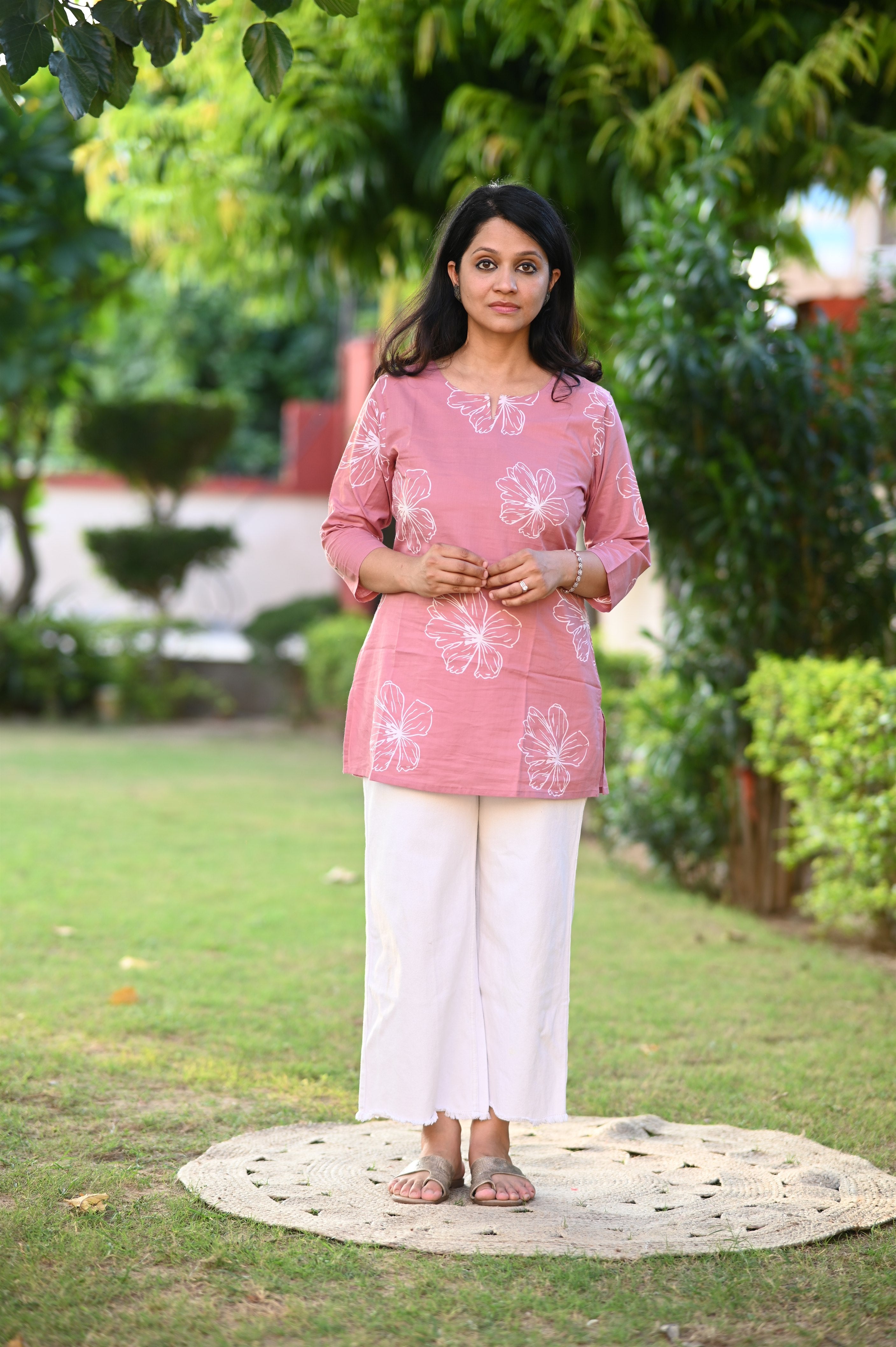 Pink Cotton Short Kurti