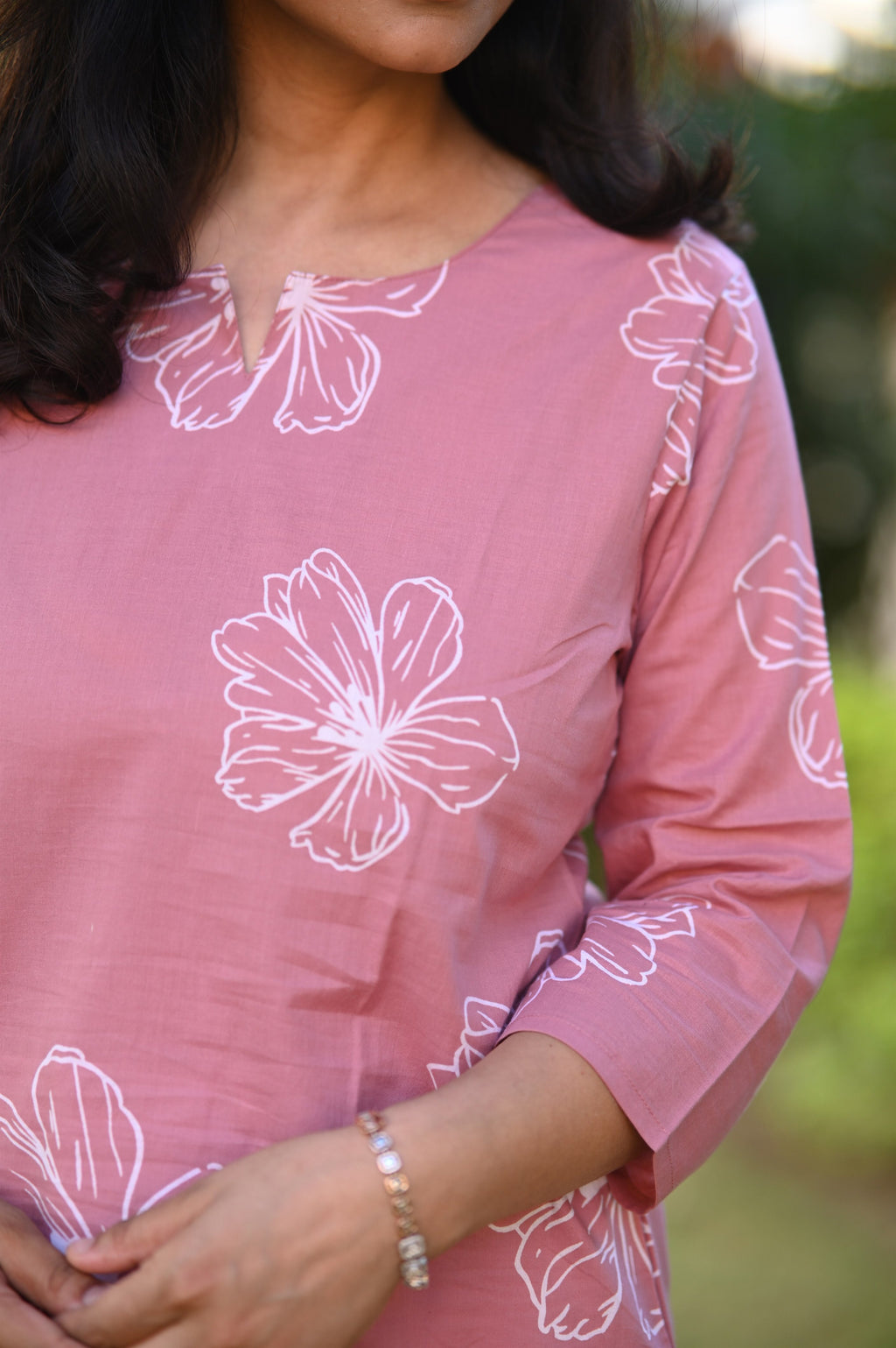 Pink Cotton Short Kurti