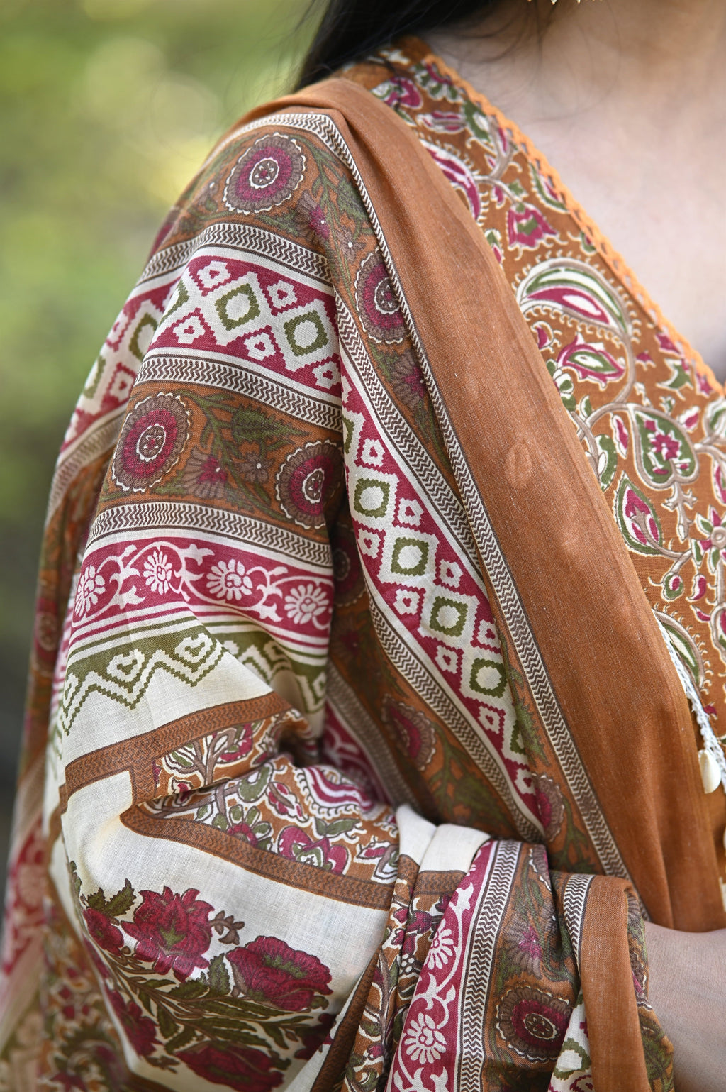 Gujrati Gold Cotton Suit Set