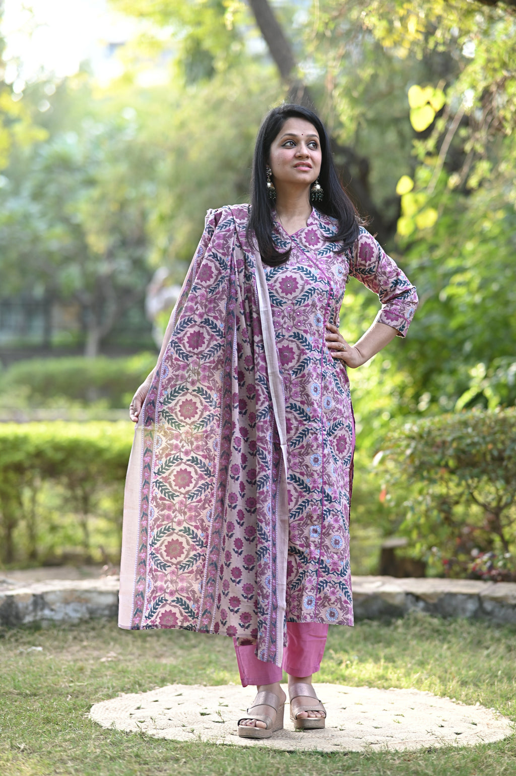 Ellora Lavender Cotton Suit Set