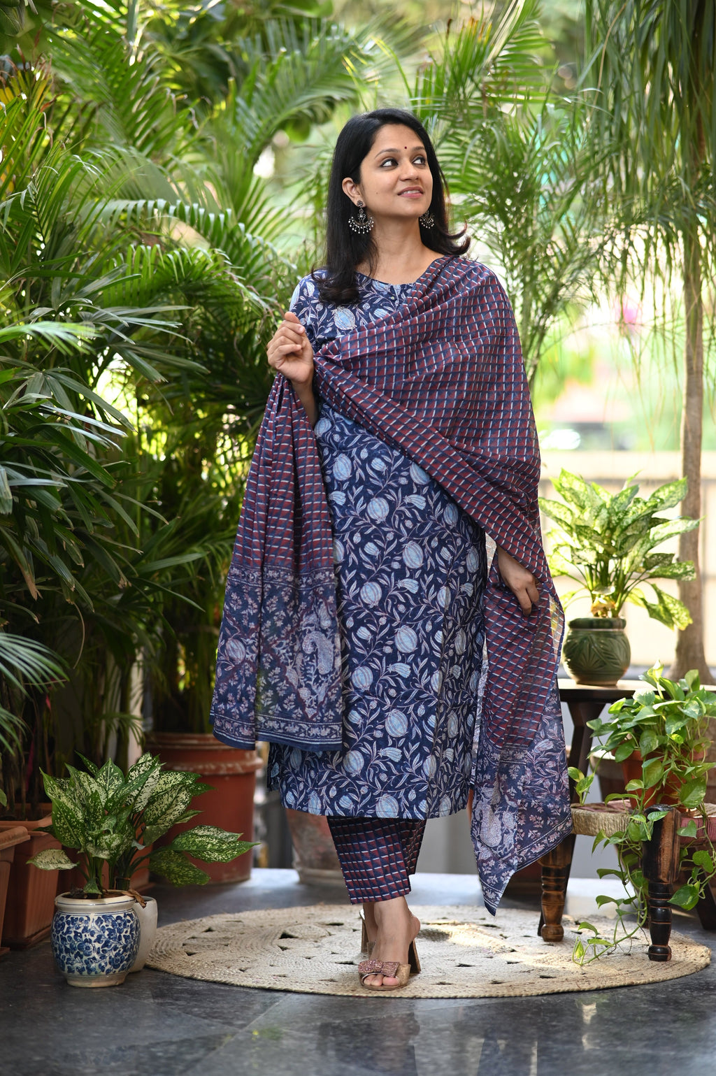 Kaashmi Blue Cotton Suit Set