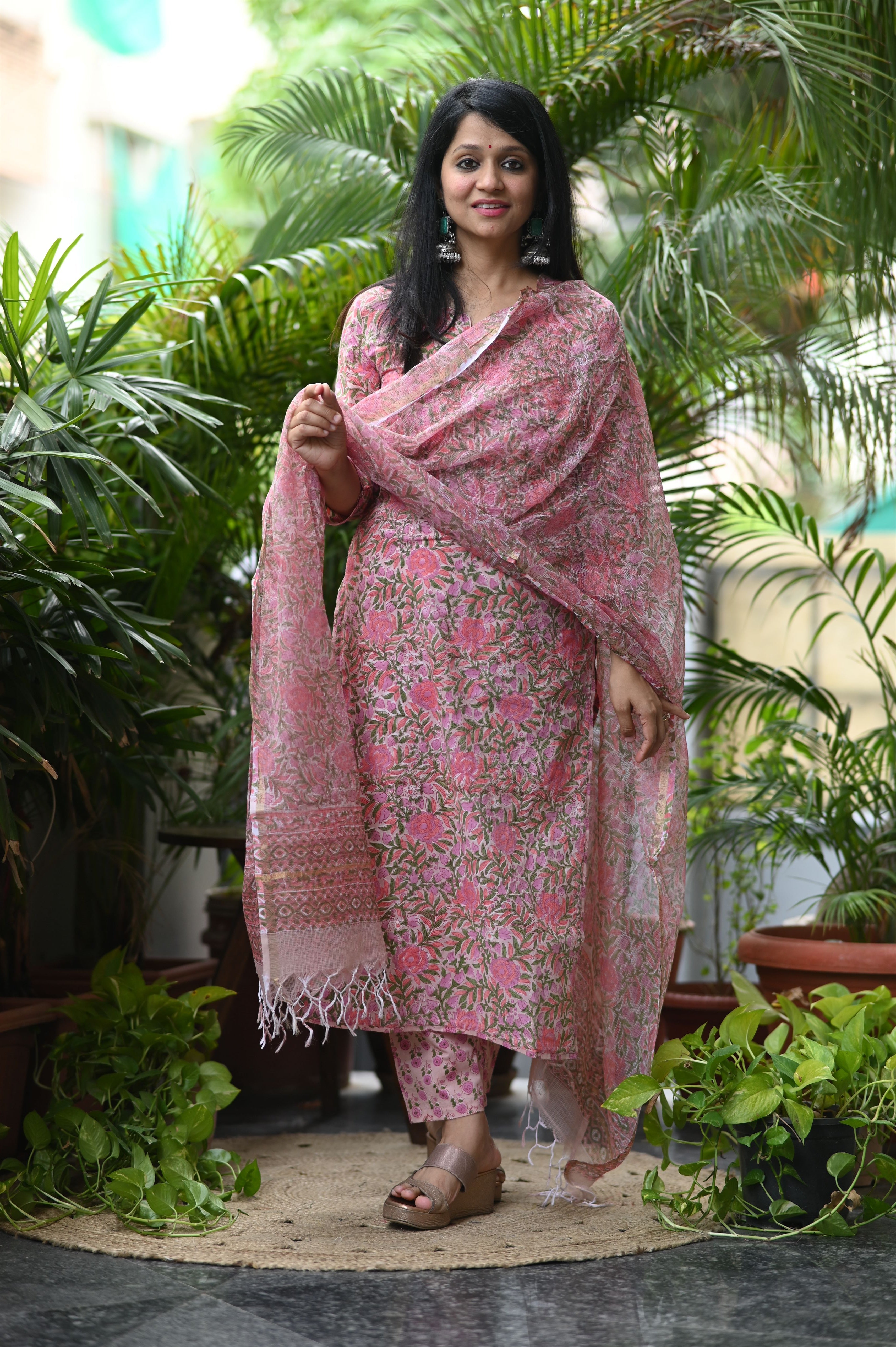 Naysha Cotton Handblock Suit Set