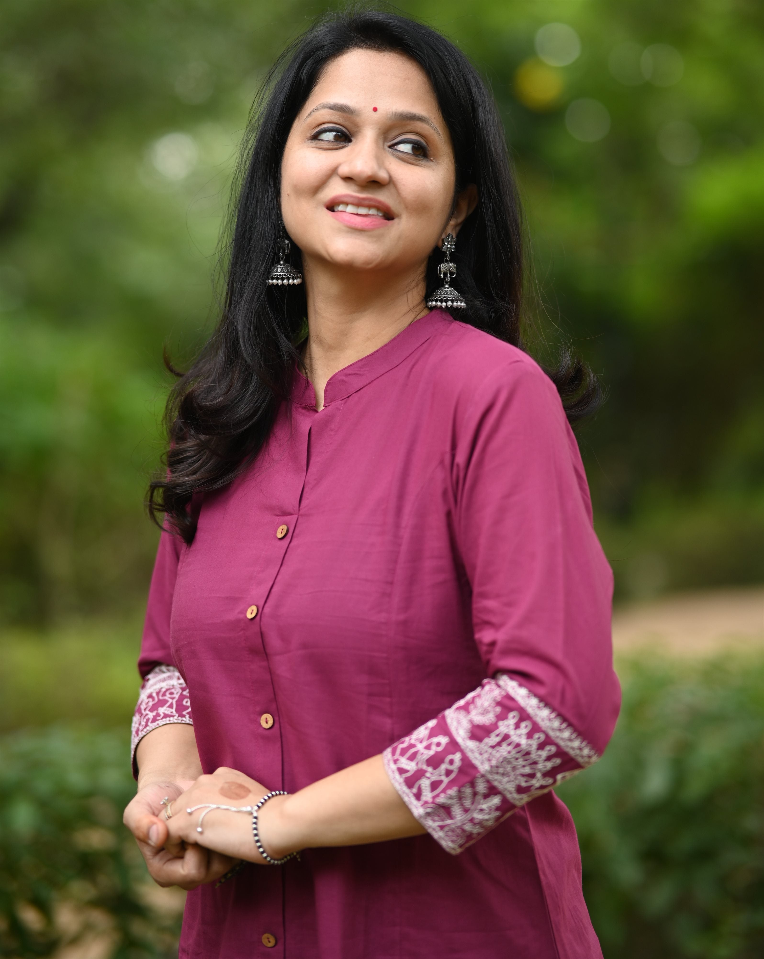 Maroon A-Line Cotton Kurta Pant set