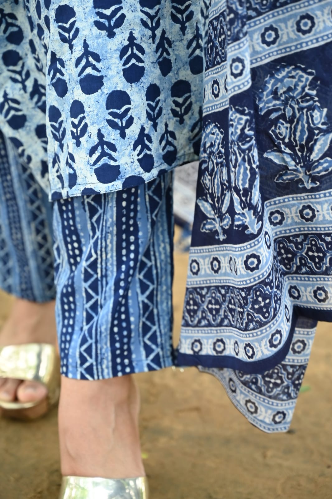Blue Bagru Suit Set