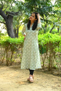 Two Tone Gold Print Capsule Rayon Kurti