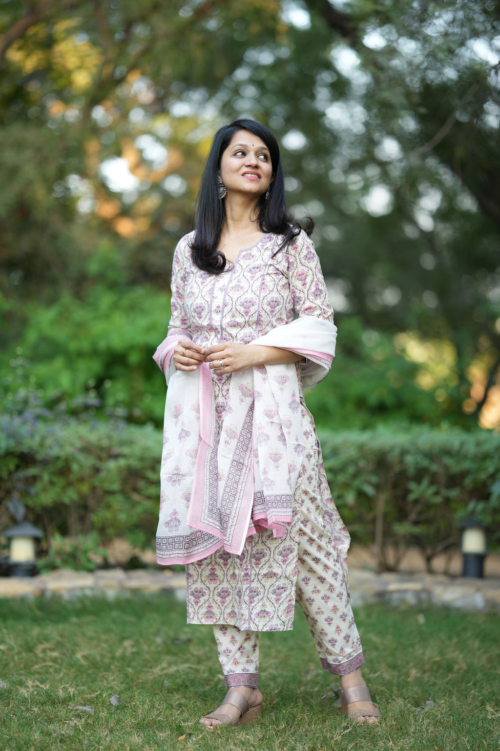 Kimaya Purple Cotton Suit Set