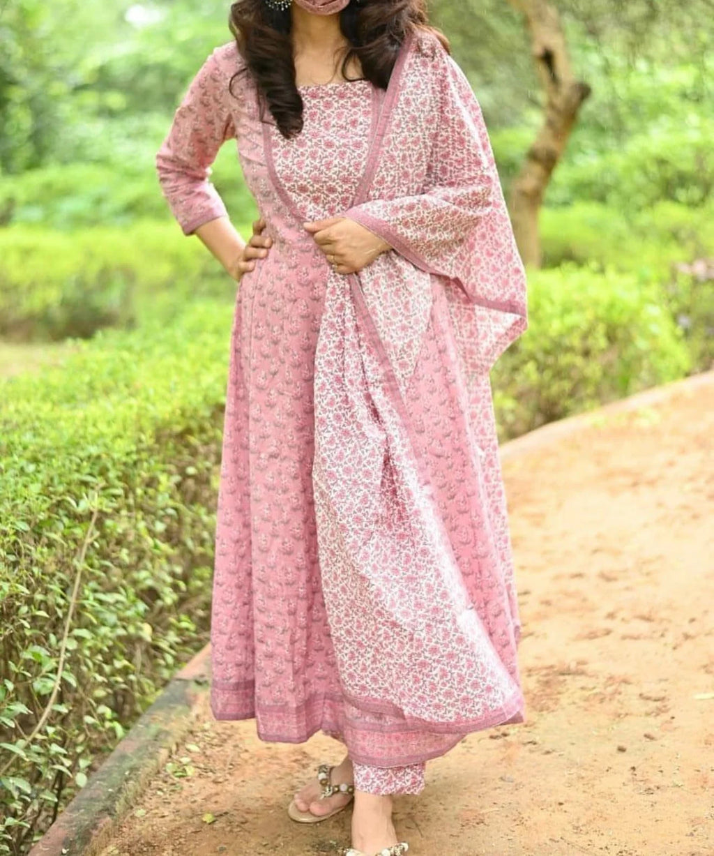 Onion pink  Cotton Suit Set
